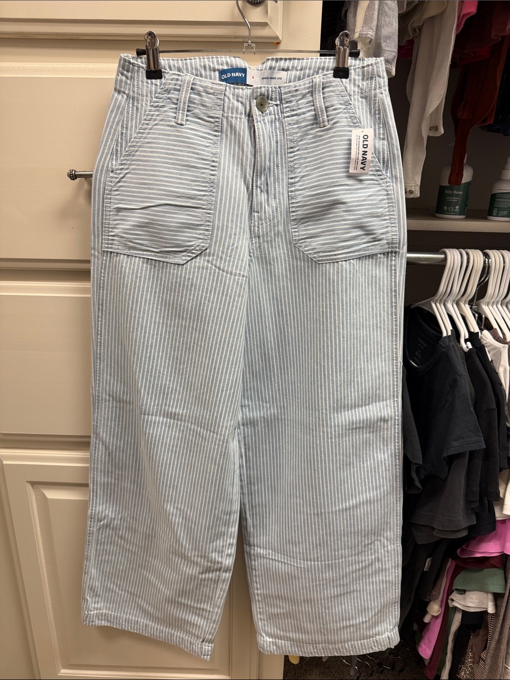 Old Navy Blue and White Pinstripe Wide-Leg Pants